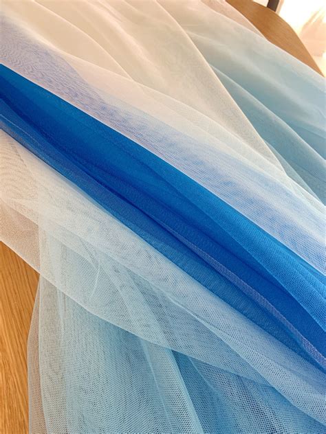 Dip Dye Style Tulle Fabric With Ombré Colors Blue To White Etsy