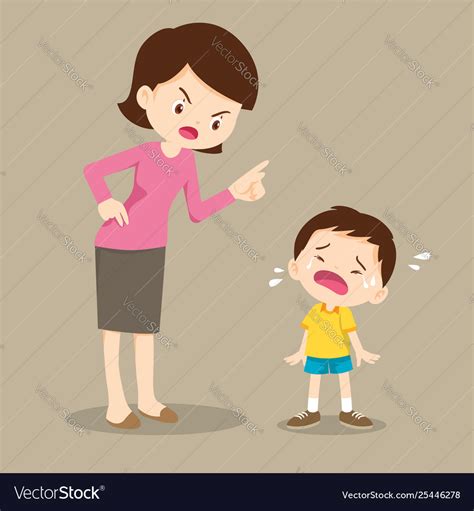 Mother Scolding Crying Children Boy Royalty Free Vector