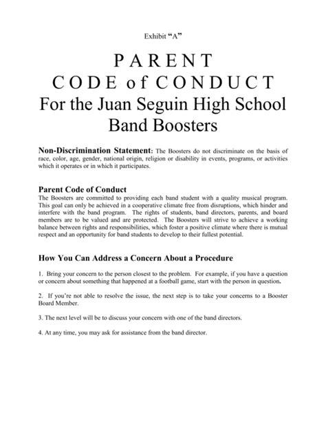 Parent Code Of Conduct