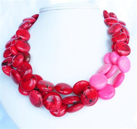 Red And Pink Turquoise Necklace By WildflowersAndGrace On Etsy 49 00