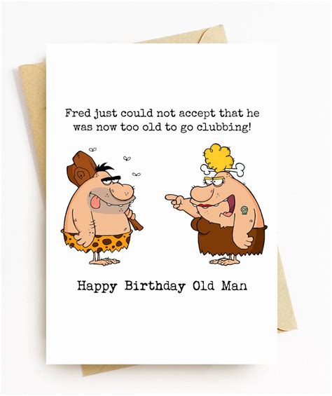 Je408 Funny Happy Birthday Card Old Man Etsy