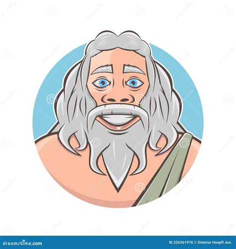 Funny Cartoon Logo Of Greek God Zeus Or Roman God Jupiter Stock Vector