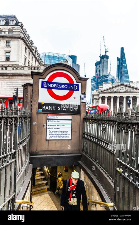 Bank Underground Station Exit City Of London London England Uk