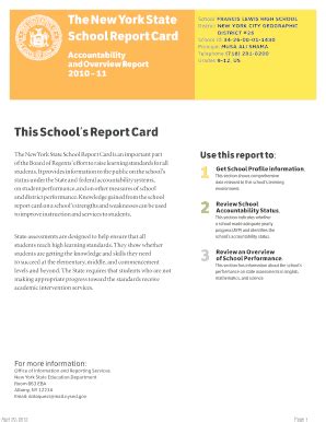 Your report card might look different by grade or school. Fillable Online This School's Report Card The New York State School Report Card Fax Email Print ...