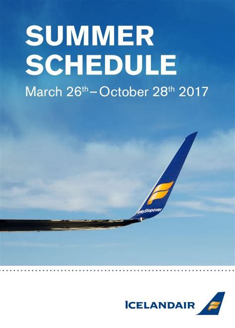 Icelandair Timetable 2017 Iceland Island European Airlines Cheap