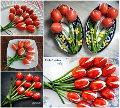 Making Flowers Out Of Cherry Tomatoes Diy Tulips Diy Crafts Do It