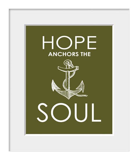 Hope Anchors The Soul Art Poster Inspirational Quote Life Etsy