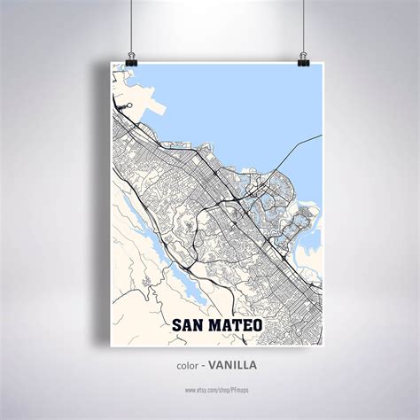 San Mateo Map Print San Mateo City Map California Ca Usa Map Etsy