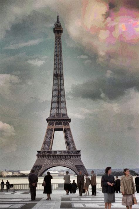 Paris Eiffel Tower Scene In 1952 Painterly Surreal Vintage Etsy