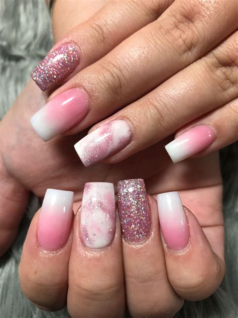 Pink And White Ombré And Marble Nails Trendy Nails Matte Nails Design Marble Nail Designs