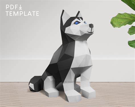 Husky Papercraft Dog Papercraft Puppy Papercraft Diy Paper Etsy Uk