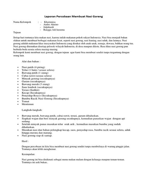 Check spelling or type a new query. Contoh Teks Laporan Percobaan Tentang Makanan - Berbagi Teks Penting