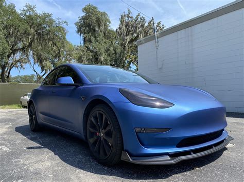 Avery Matte Blue Metallic Wrapped Tesla Model 3 Rcarwraps