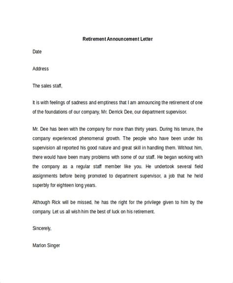 Sample Announcement Letter Template 9 Free Documents Download In Pdf