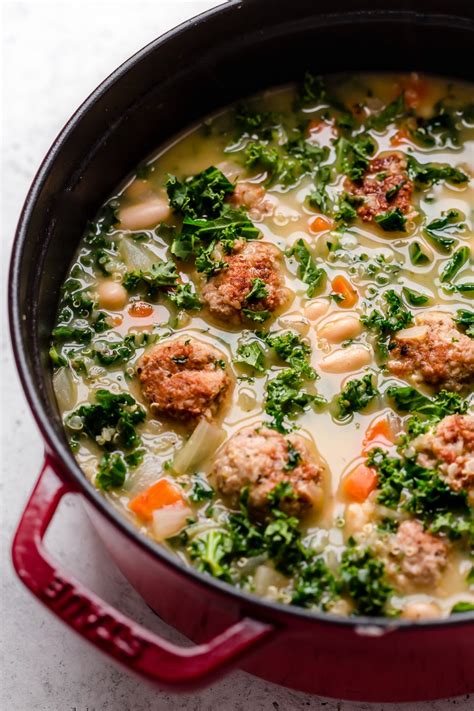 Healthy Italian Wedding Soup With Chicken Meatballs Plays Well With