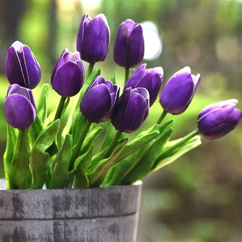 20pcs dark purple real touch tulip artificial pu tulips purple etsy