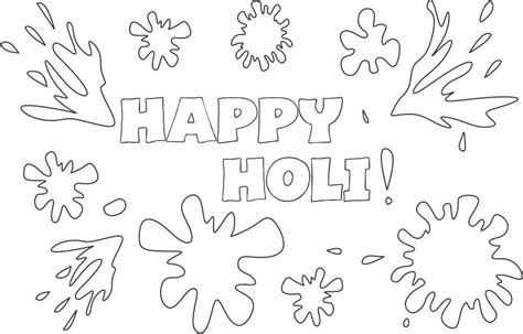 Happy Holi Coloring Printable Page 2 For Kids