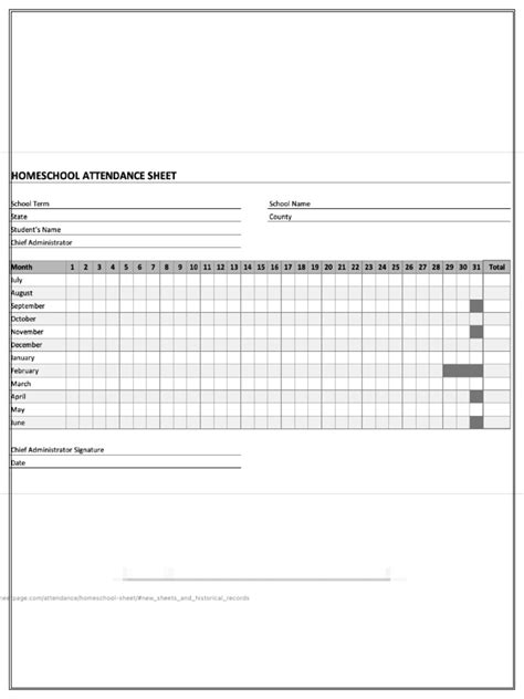 Homeschool Attendance Sheet The Spreadsheet Page Pdf