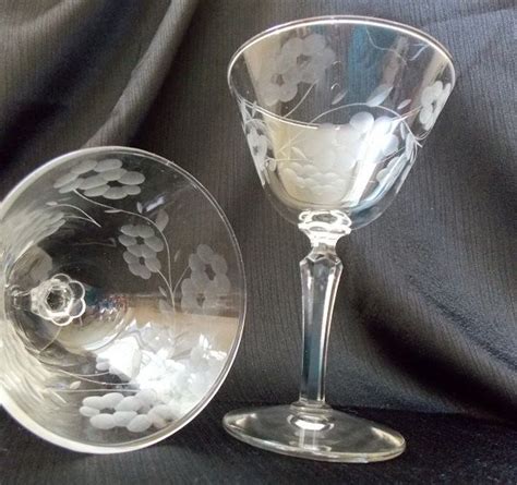 Libbey Rock Sharpe Glenmore Crystal Champagne Glasses Pair From Invitingly Vintage Crystal