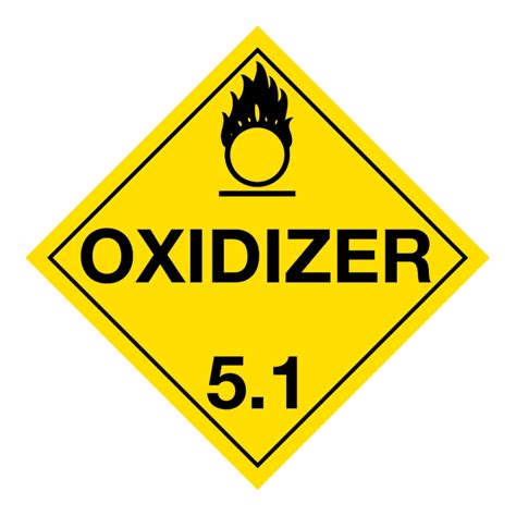 Hazard Class Oxidizer Removable Self Stick Vinyl Worded Placard