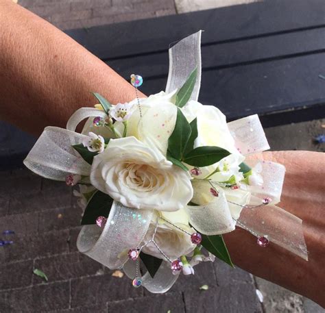 White And Iridescent Wrist Corsage In Pleasanton Ca Alexandrias Flowers