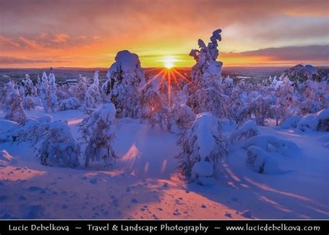 Finland Lapland Sunset At Winter Wonderland Far North Beyond Arctic