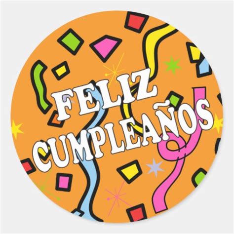 Feliz Cumpleanos Happy Birthday In Spanish Classic Round Sticker Zazzle