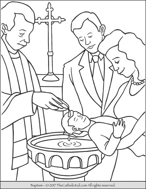 Baptism Coloring Pages Catholic Kids Sacraments Church Printable