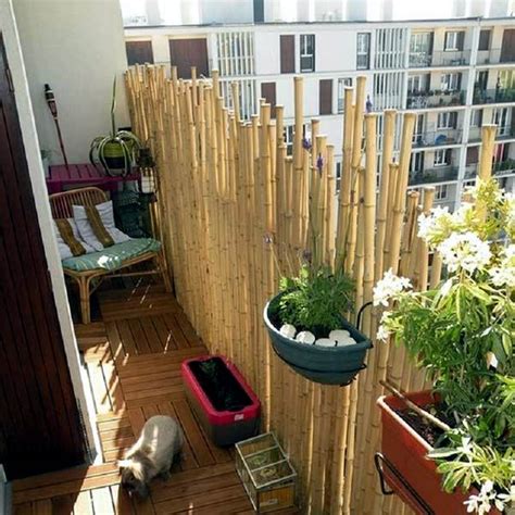 Bamboo Balcony Privacy Screen Ideas With Plants Carpets And Bars