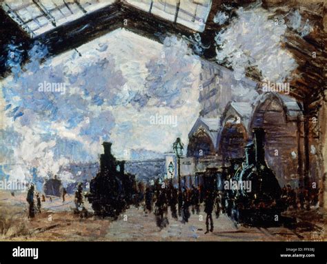 Monet Gare St Lazare 1877 Noil On Canvas By Claude Monet Stock