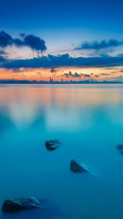 Free Download Blue Lake Sunset Iphone Wallpaper Download Iphone
