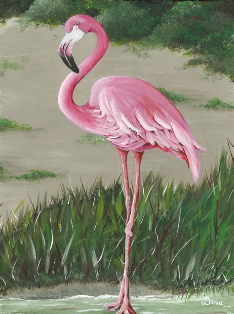 Pink Flamingo 2 Acrylic Dana Carter Flamingo Painting