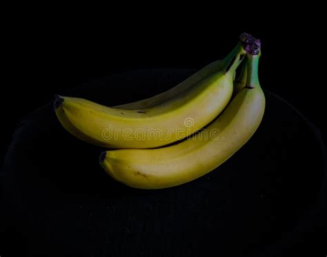 Bananas On Black Background Stock Photo Image Of Food Lighting