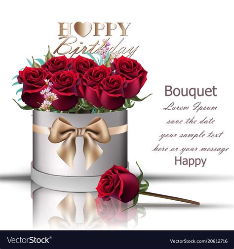 Share the best gifs now >>>. Happy birthday red roses bouquet vintage Vector Image