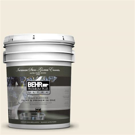 BEHR Premium Plus Ultra 5 Gal PPU7 13 Coastal Beige Semi Gloss Enamel