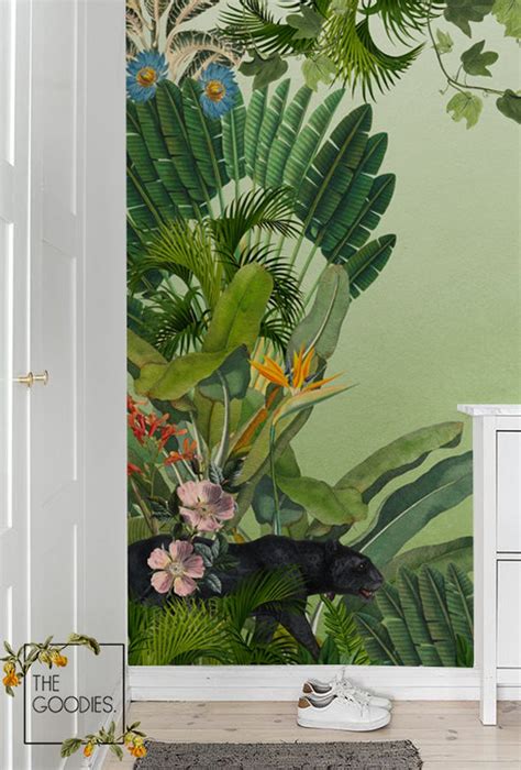 Jungle Wallpaper Removable Or Traditional Parrot Leopard Etsy Canada