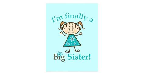 I M Finally A Big Sister Stick Figure Girl Postcard Au