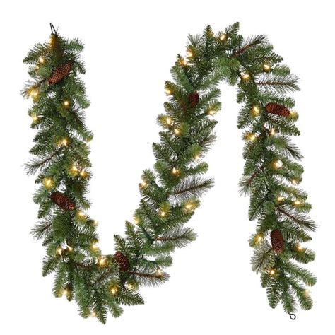 Holiday Living Indooroutdoor Pre Lit 9 Ft Holly Garland With White Led