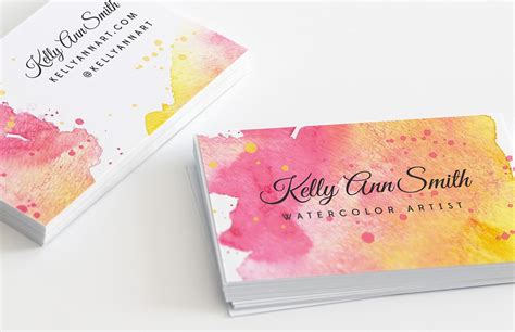 Artistic business card designs are very different from the usual, conventional business cards. Watercolor Artist Business Card Template | Акварель, Идеи