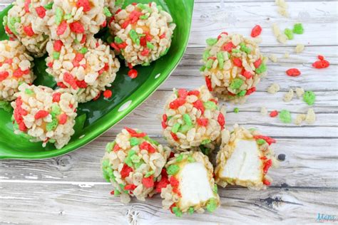 Christmas Caramel Marshmallow Rice Krispie Balls Recipe Mom Does Reviews