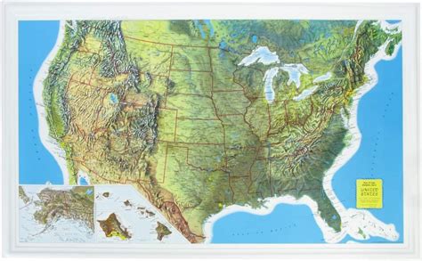 Us Raised Relief Topographical Map 3d Rand Mcnally By American