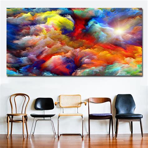 Modern Abstract Canvas Art Painting Colorful Clouds