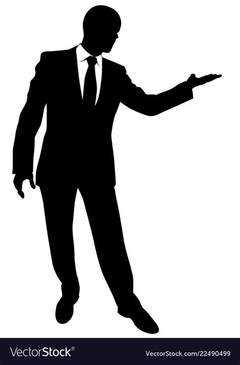 Silhouette A Business Man In A Suit Standing Vector Image