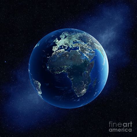 Earth With City Lights Africa Photograph By Mari Swanepoel Fine Art