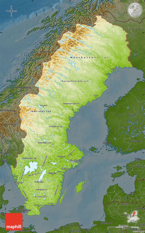 Large Detailed Physical Map Of Sweden Sweden Large De