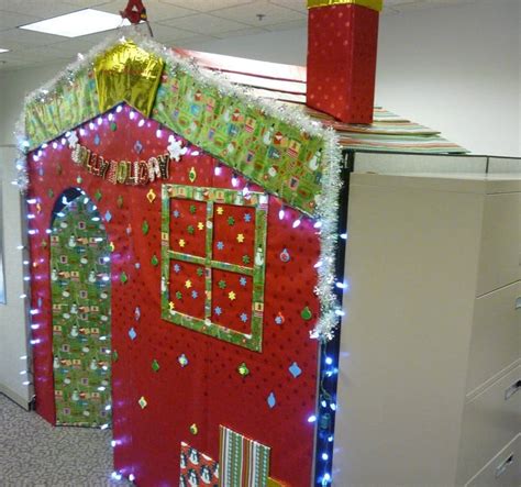 Wooden village made from miniature. 10 Holiday Decorating Ideas for Your Office Cubicle