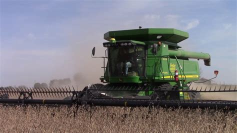 John Deere 9870 Sts Combine Harvesting Double Crop Soybeans Youtube