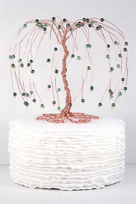 Greenery Weeping Willow Tree Wedding Cake Topper Wire Sculpture Custom