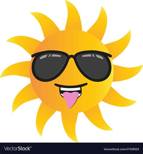 happy funny cartoon sun smiling with sunglasses vector image