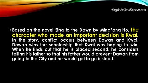 If you're assigned a summary in school, the best way to approach it is by reviewing the piece you're summarizing. ENGLISH VIBES: Sing to the Dawn (Sample Question and ...